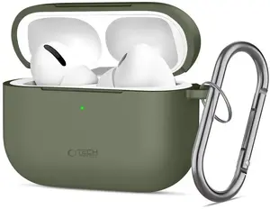 4kom.pl TECH-PROTECT SILICONE HOOK APPLE AIRPODS PRO 3 OLIVE GREEN