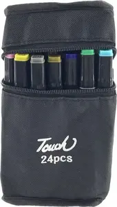 LEANToys Touch Alcohol Marker Set, 24 Pieces with Carrying Case