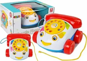 Lean Sport Import LEANToys Telefon Do Ciągnięcia na Kółkach ze słuchawka na Baterie dla Niemowlęcia