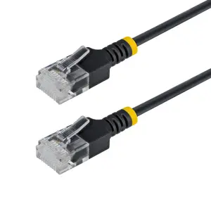 StarTech Ultra Slim Cat6A Ethernet Cable UTP Pure Bare Copper Wire 34AWG RJ45 Network Patch Cord 0.5 m Black