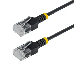 StarTech.com 1.5м Черный Ультратонкий Сетевой Кабель Cat6A UTP Медный 34AWG Тонкий Патч-корд RJ45