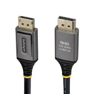 StarTech DisplayPort 2.1 Cable VESA Certified DP80 0.5m UHBR20 80Gbps 16K 60Hz 8K 240Hz Black Male to Male