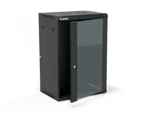 Alantec 19-inch Wall-Mount Cabinet 18U 600x450mm, Glass Door, Black