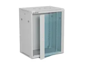 A-LAN 19-inch 15U Wall-Mounted Cabinet, Steel, Tempered Glass Door, Grey