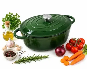 KRISBERG Enameled Cast Iron Roaster 33cm 6.4L Green