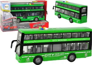 Двухэтажный автобус LEANToys 1:16 с фрикционным приводом, световыми и звуковыми эффектами, зеленый