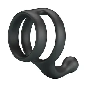 CRAZY BULL - YANCY DOUBLE COCK AND BALL RING BLACK