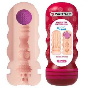 PRETTY LOVE - FLORA VAGINA MASTURBATOR WITH SUCTION CUP AND INTERNAL TEXTURES