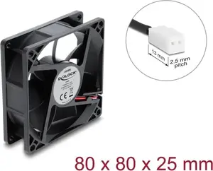 Delock aksiālais ventilators 48 V DC, 80 x 80 x 25 mm, 2-pin savienotājs