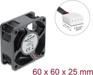 Delock 67450 aksiālais ventilators 48V DC 60x60x25mm ar 4-pin PWM savienotāju