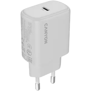 CANYON OnCharge 250 Wall Charger, 25W, 1x USB-C Power Delivery, EU Plug, White
