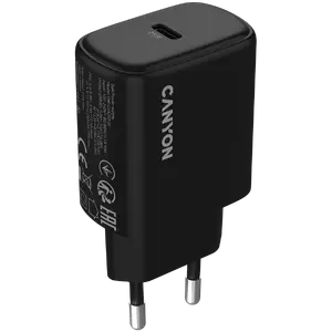CANYON OnCharge 250 Wall Charger, 25W, 1x USB-C Power Delivery, EU Plug, Black