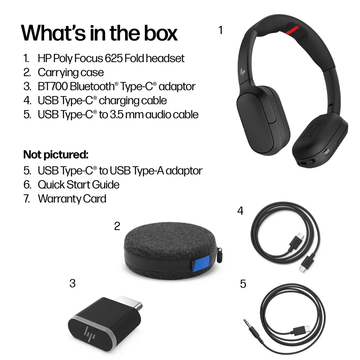 HP Poly Focus 625 Fold Stereo Bluetooth Headset Photo 2
