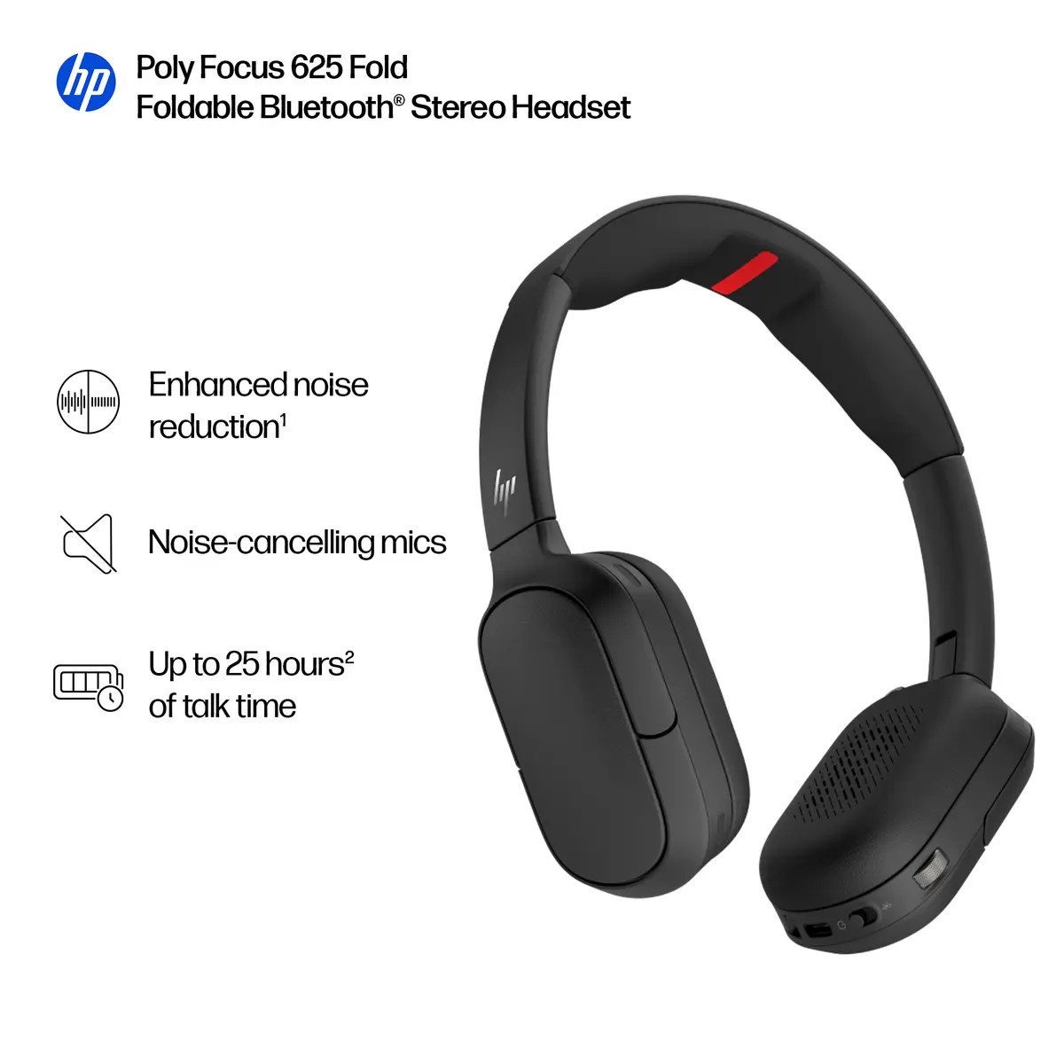 HP Poly Focus 625 Fold Stereo Bluetooth Headset Photo 5