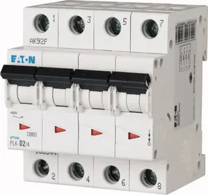 Автоматический выключатель Eaton PL6-B2/4, 4 полюса, характеристика B, 2А, 6кА