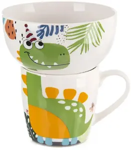 Orion Kubek z miseczką dla dziecka porcelanowy dinozaur 2 el.
