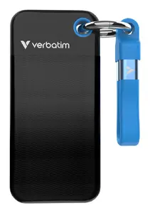 Verbatim Pocket 128GB Portable Solid State Drive USB 3.2 Gen 2 Type-C Black and Blue
