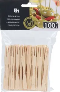Excellent Houseware Widelczyki DREWNIANE bambusowe do przystawek przekąsek 9 cm 100 sztuk
