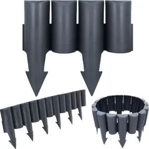 Vilde Garden Palisade Edging for Flower Beds and Lawns, 25 cm, Graphite