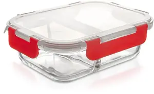 ORION Glass Food Container with Lid and Seal, Divided, 550 ml