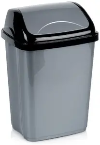 Bigbuy Home plastmasas atkritumu tvertne 10 l pelēka