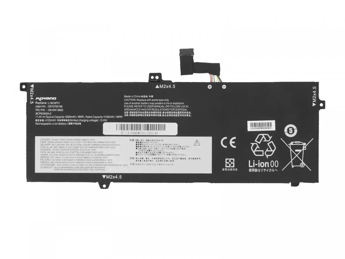 Аккумулятор Movano для Lenovo ThinkPad X13, X390, X395 Photo 5