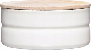Низкий контейнер для хранения RIESS с деревянной крышкой 0,6 л Pure White