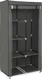 Songmics Fabric Wardrobe with 2 Hanging Rails and 6 Shelves