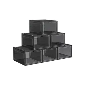Slēgts apavu organizators Songmics LSP032B06, 6 gabalu komplekts, melns, ABS un polipropilēns