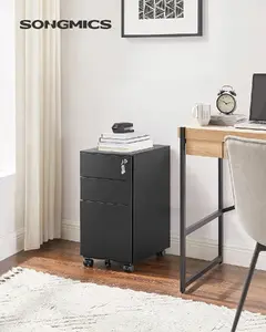 Songmics Mobile Office Filing Cabinet with Wheels and Lock