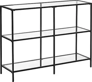 Vasagle Console Table with 3 Shelves and Tempered Glass Top, Steel Frame