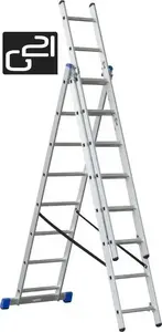 G21 trīsdalīgas kāpnes 5,1 m, 3x8 pakāpieni
