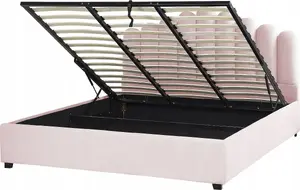 Кровать Beliani VINCENNES с подъемным механизмом 180 x 200 см, велюр, розовая