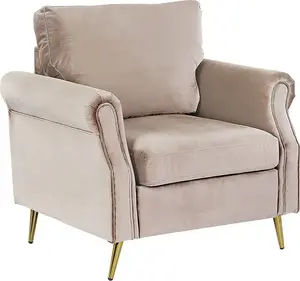 Shumee VIETAS Velvet Armchair, Beige-Grey