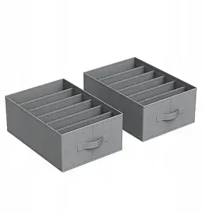 Songmics Drawer Organizer Set, 4-Piece, 6-Compartment Foldable Storage Boxes for Clothing