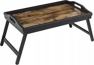 Songmics Bedside Table with Foldable Bamboo Legs and Breakfast Tray