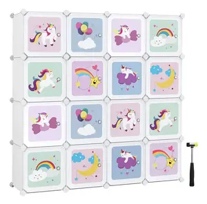 Songmics LPC906W01 Modular Storage Cube System with 16 Compartments and Doors