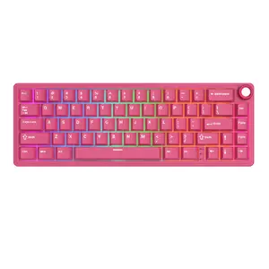 Royal Kludge R65 Mechanical Gaming Keyboard, Berry Red, Cream Switches, US Layout