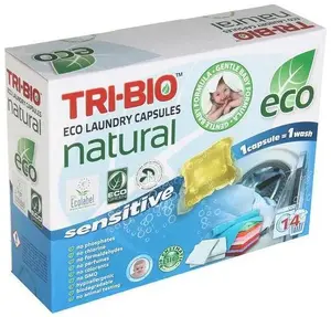 Veļas mazgāšanas kapsulas Tri-Bio Sensitive 14 gab
