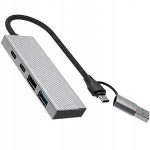 FIXED 4-Port USB-C Aluminum Hub with USB-A Adapter, Space Gray