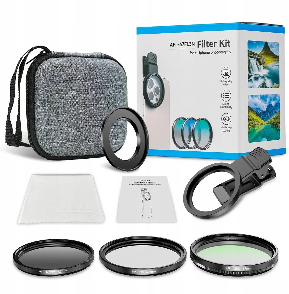 Apexel 3-in-1 filtru komplekts CPL, UV