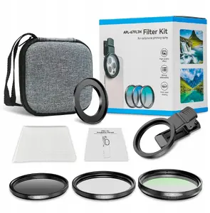 Apexel 3-in-1 Filter Set CPL, UV, and ND32 with 67mm Clip and 52mm Adapter for Smartphones and Cameras