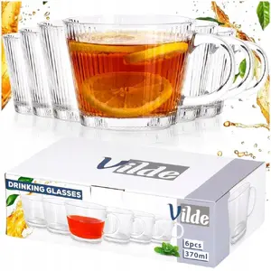 WMF Ribbed Glass Set 6 Pieces 370 ml for Coffee and Tea