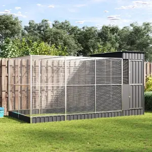 vidaXL Aviary with Extension, Silver, Steel