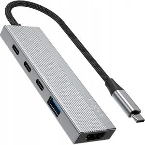 FIXED HUB Core 5-портовый алюминиевый USB-C концентратор для ноутбуков и планшетов с поддержкой 100W PD 3.0 серый