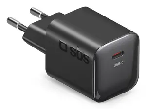 SBS TETRGAN1C30WK AC Indoor Fast Charger with 1 USB Type-C Port for Smartphone and Tablet Black