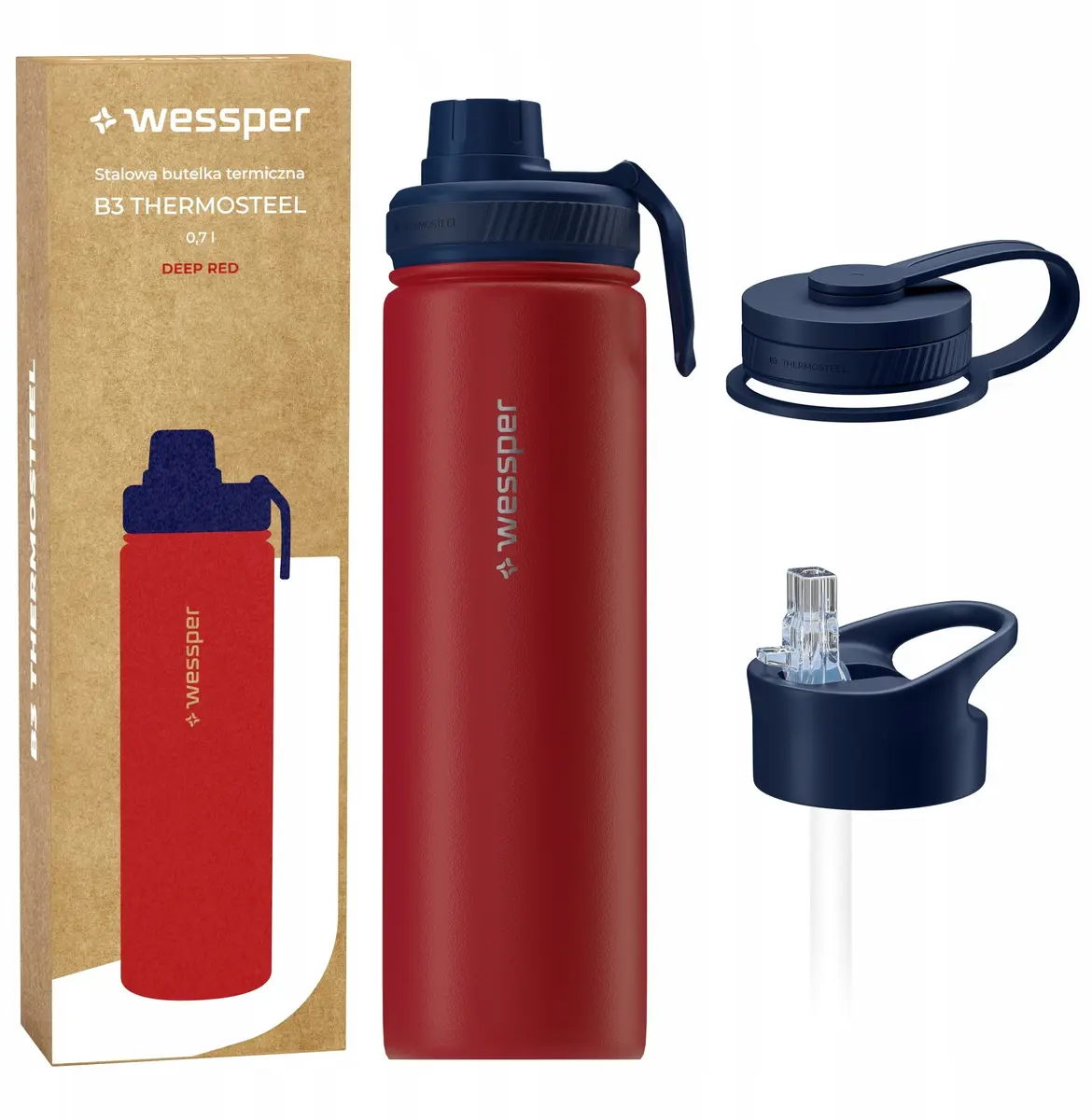 Wessper B3 THERMOSTEEL termopudele 700ml, sarkana