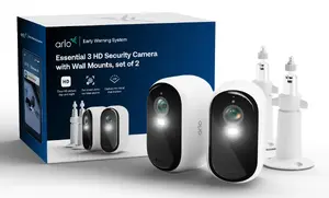 Podspeakers Arlo Essential 3 HD IP drošības kamera, 2 kameru komplekts ar sienas stiprinājumiem