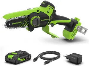 Greenworks CS1032GA2 24V akumulatora ķēdes zāģis ar 2Ah akumulatoru un lādētāju