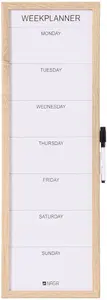 NAGA Week Planner Whiteboard with Wood Frame 20 x 60 cm English
